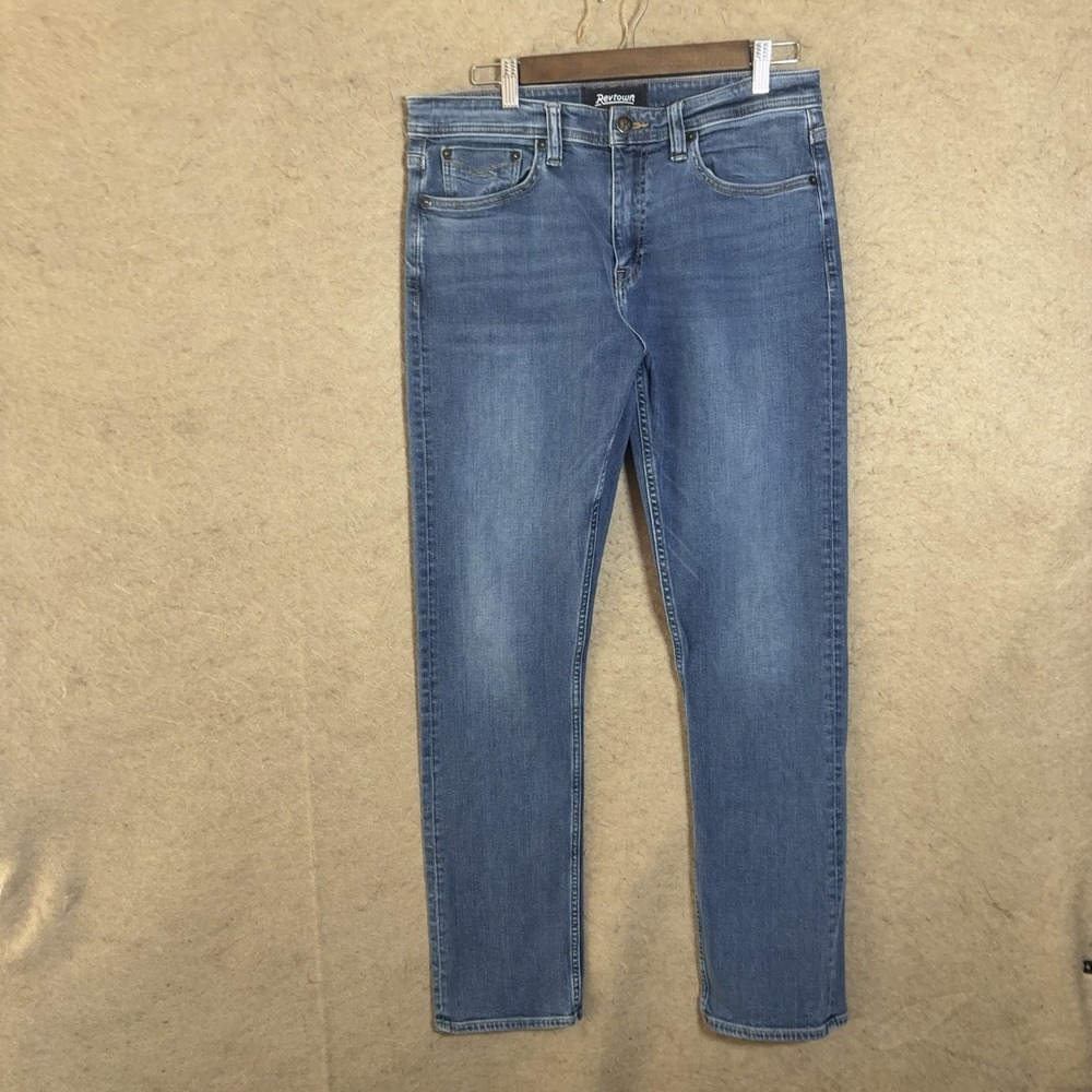 Revtown Jeans Mens 33x30 Blue Sharp Straight Leg Stretch‎ 5-Pocket - SIZE NOTE